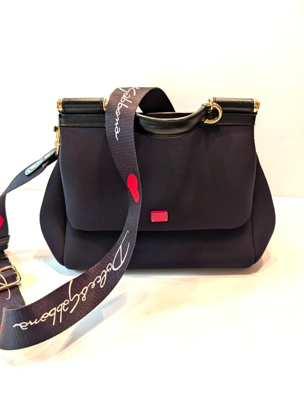 DOLCE & GABBANA Sicily neoprene crossbody/top handle bag.